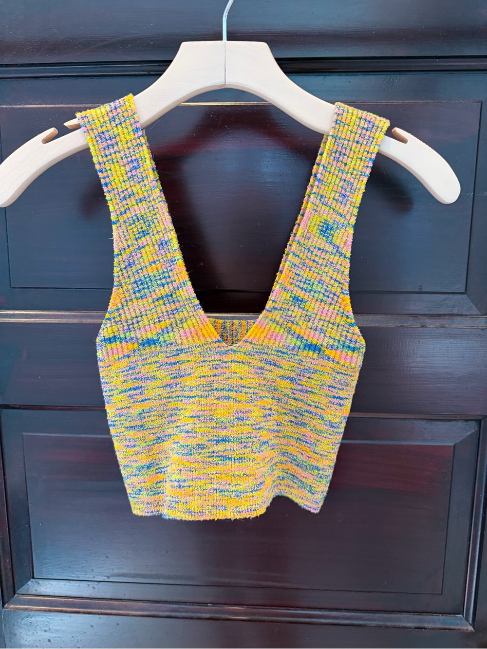 Urban Outfitters Yellow Multicolor Knit Crop Tank